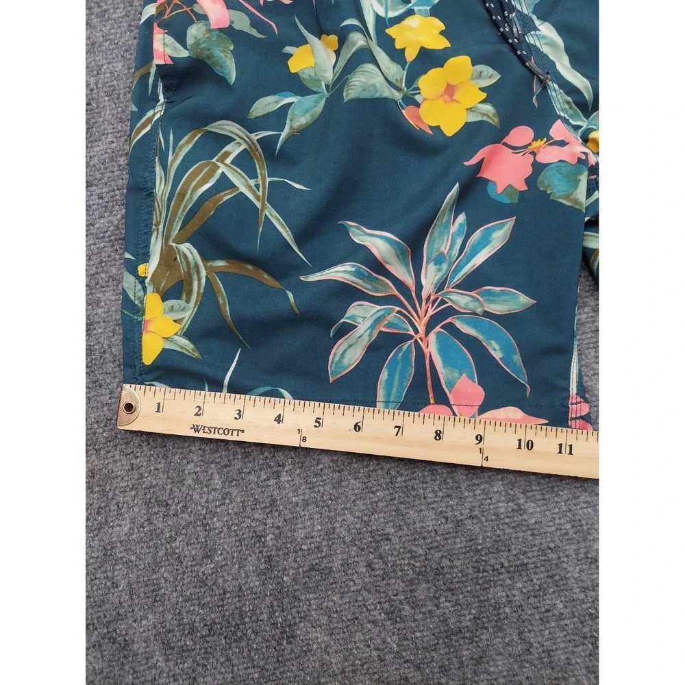 Billabong Sundays Layback Swim Trunks Mens Large Green Tropical Floral Beach